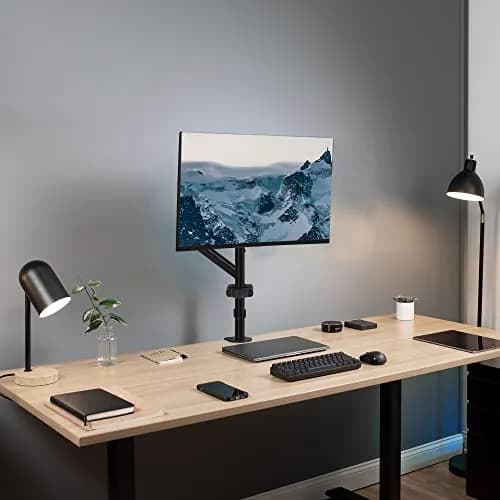 VIVO Black Pneumatic Pole Mounted Monitor Arm for 17-32 in Screens | Full Motion Articulating Arm thumbnail 5