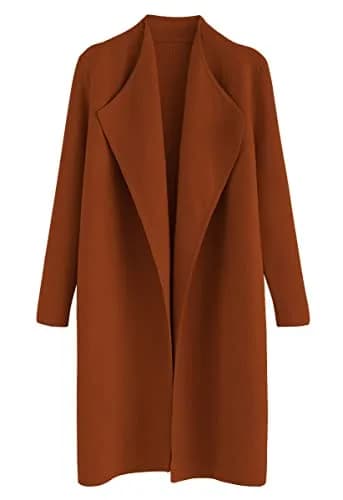 CHICWISH Women's Classy Caramel Open Front Knit Coat XL | Oversized Acrylic Layer thumbnail 1