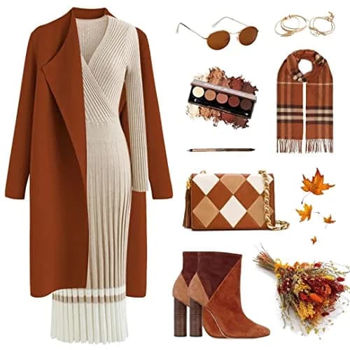 CHICWISH Women's Classy Caramel Open Front Knit Coat XL | Oversized Acrylic Layer thumbnail 4