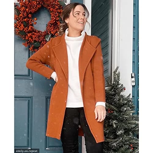 CHICWISH Women's Classy Caramel Open Front Knit Coat XL | Oversized Acrylic Layer thumbnail 2