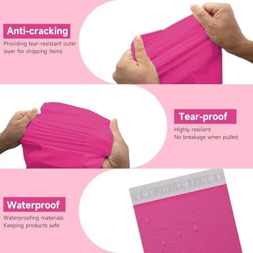 KKBESTPACK Pink Poly Mailers 10x13 in (100 Pcs) | Value Pack for Small Business Shipping thumbnail 2