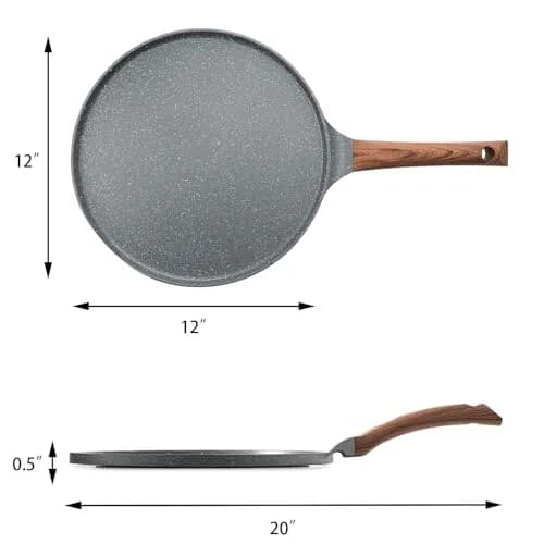 SENSARTE 12 Inch Nonstick Crepe Pan Granite Coating Pancake Pan Gray | Induction Compatible, Lightweight & Easy to Clean thumbnail 2