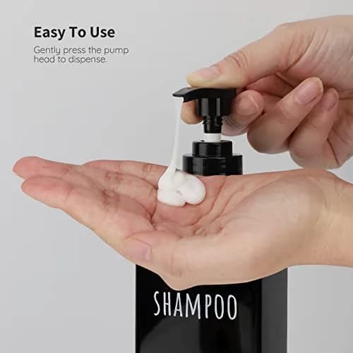 Segbeauty Black Plastic Square Soap Dispenser Set | 3pcs 500ml (16.9oz) Refillable Pump Bottles for Shampoo, Conditioner, Body Wash thumbnail 4