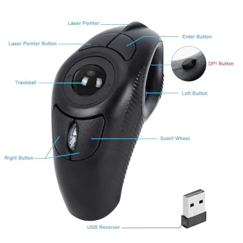 welspo Wireless Trackball Laser Mouse with AAA Battery | Ergonomic Design for Left & Right Hand thumbnail 4