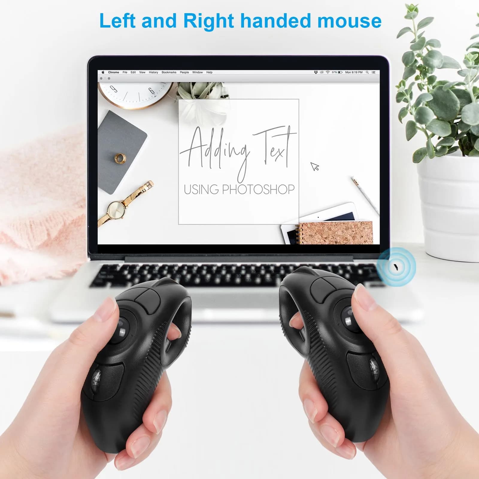 welspo Wireless Trackball Laser Mouse with AAA Battery | Ergonomic Design for Left & Right Hand - view 3