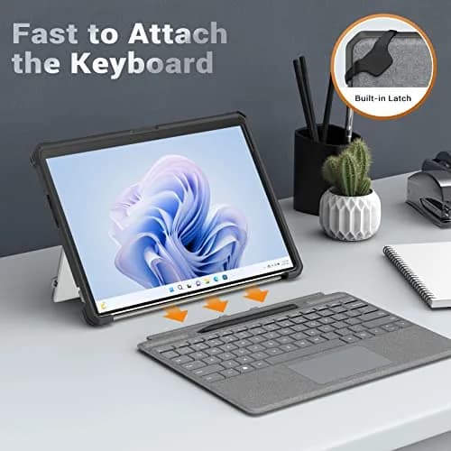 MoKo Rugged Case for 13" Surface Pro 12th Gen 2026, Pro 11/10/9 | Black Hybrid Kickstand Folio with Hand Strap thumbnail 6
