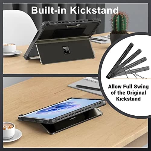 MoKo Rugged Case for 13" Surface Pro 12th Gen 2026, Pro 11/10/9 | Black Hybrid Kickstand Folio with Hand Strap thumbnail 8