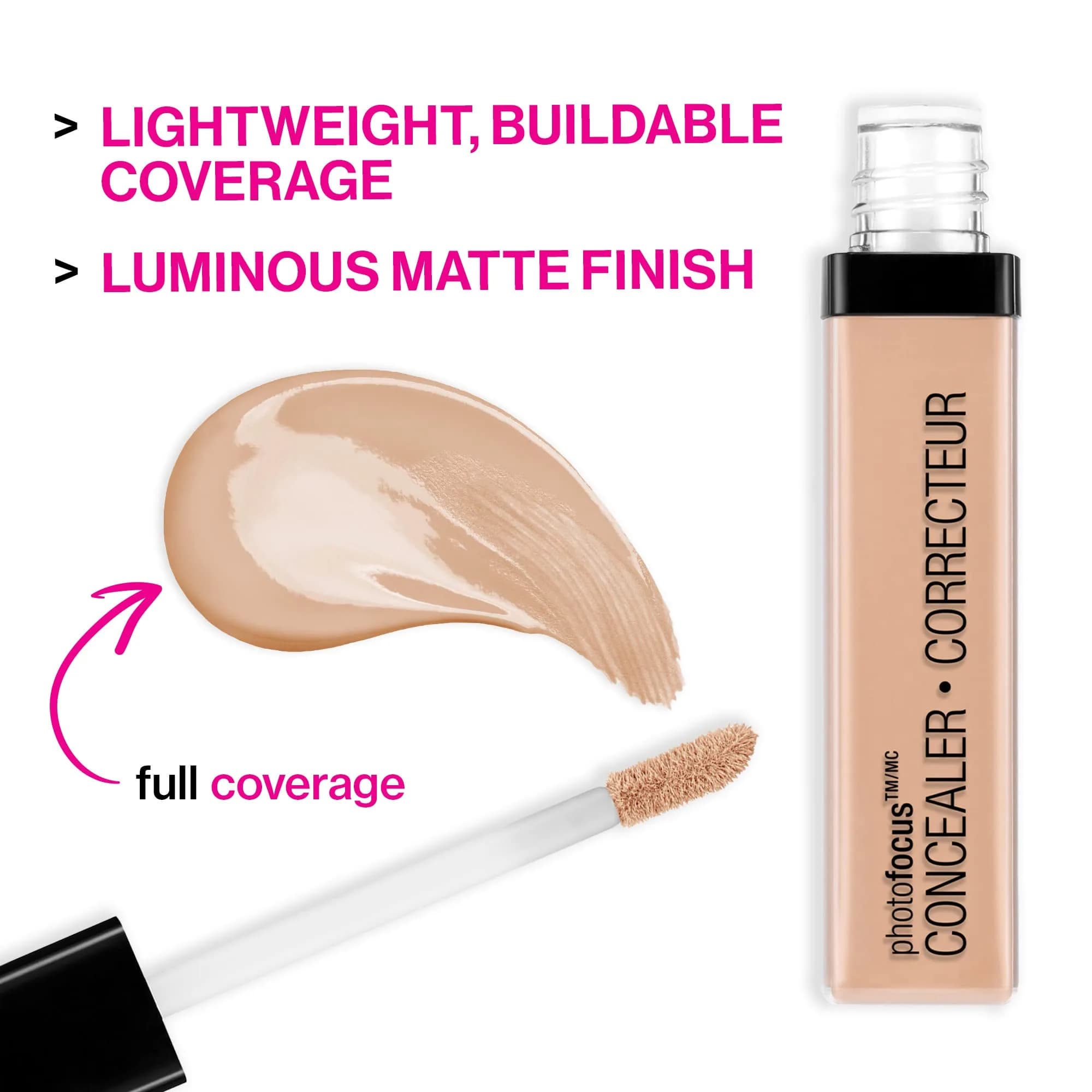 wet n wild Photo Focus Concealer Light/Med Beige 0.87ml (0.03 Fl Oz) | Full Coverage Lightweight Cream - view 3
