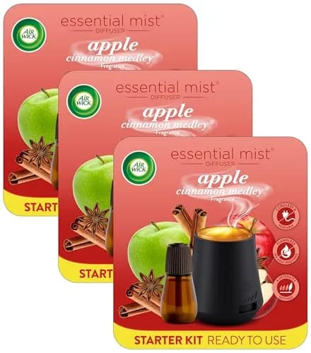Air Wick Essential Mist Diffuser & Refill Pack of 3 | Apple Cinnamon Fall Scent | Cordless, Up to 45 Days Fragrance thumbnail 1