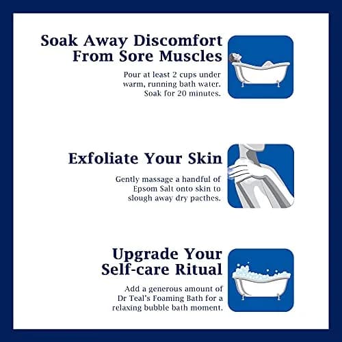 Dr Teal's Epsom Salt Soaking Solution & Foaming Bath Combo Pack, Lavender - 3 lb Salt & 34 fl oz Foaming Bath | Soothes Body & Mind thumbnail 3
