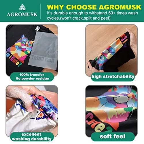 Agromusk DTF Transfer Film 8.3" x 11.7" | Easy Fabric Printing (70-120 chars) thumbnail 4
