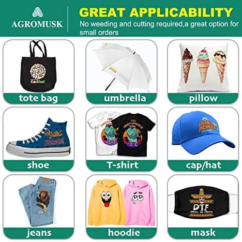 Agromusk DTF Transfer Film 8.3" x 11.7" | Easy Fabric Printing (70-120 chars) thumbnail 6