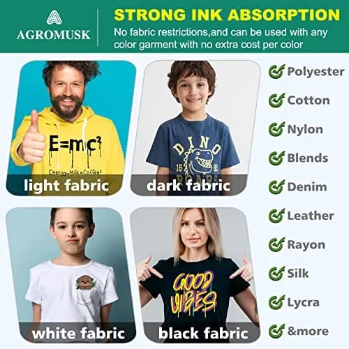 Agromusk DTF Transfer Film 8.3" x 11.7" | Easy Fabric Printing (70-120 chars) thumbnail 2