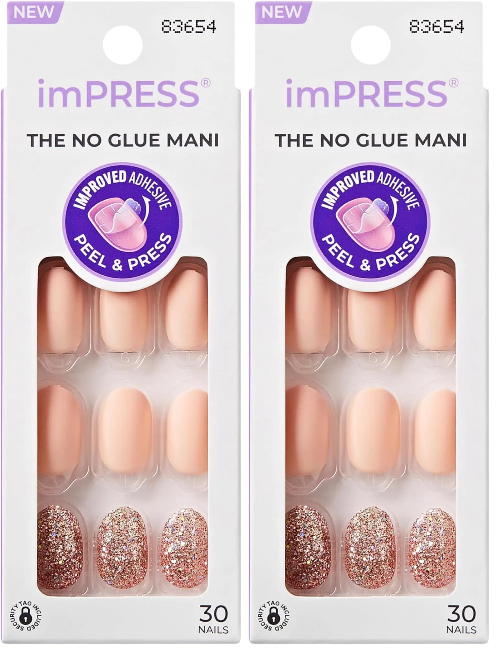 imPRESS Evanesce Short Oval Press-On Nails (2-Pack, 60 Nails Total) | PureFit Technology for Damage-Free Application - main product image