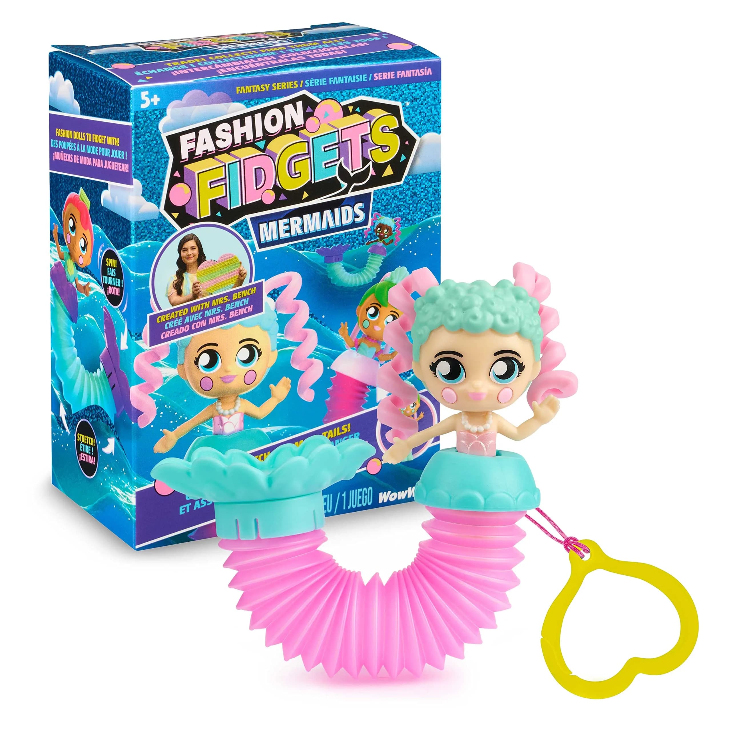 Fashion Fidgets Mermaids Fantasy Series – Fidget Doll for Girls Created by Mrs. Bench | Mermaid Fidget Doll with Pop Tube Tails, 15+ Ways to Fidget, Ages 5+ — Multicolored