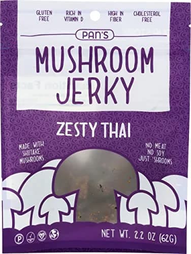 Pan's Mushroom Zesty Thai Flavor Dried Mushrooms Shitake Jerky 2.2oz Pack of 6 | Gluten & Soy Free thumbnail 1