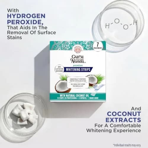 GuruNanda Teeth Whitening Strips Kit 14 Count (Pack of 1) | Vegan & Cruelty-Free Formula for Brighter Smiles thumbnail 5
