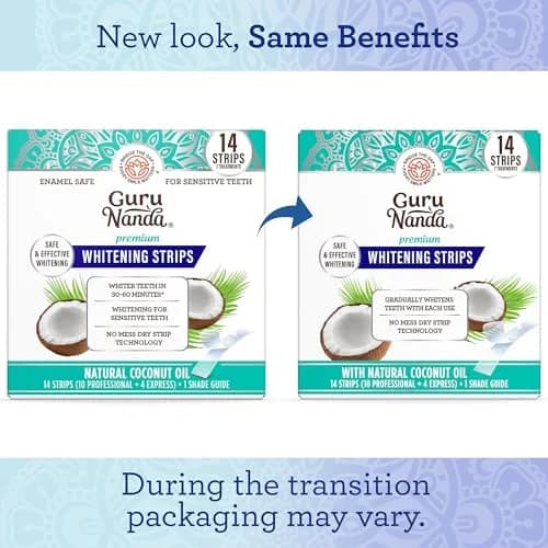 GuruNanda Teeth Whitening Strips Kit 14 Count (Pack of 1) | Vegan & Cruelty-Free Formula for Brighter Smiles thumbnail 2