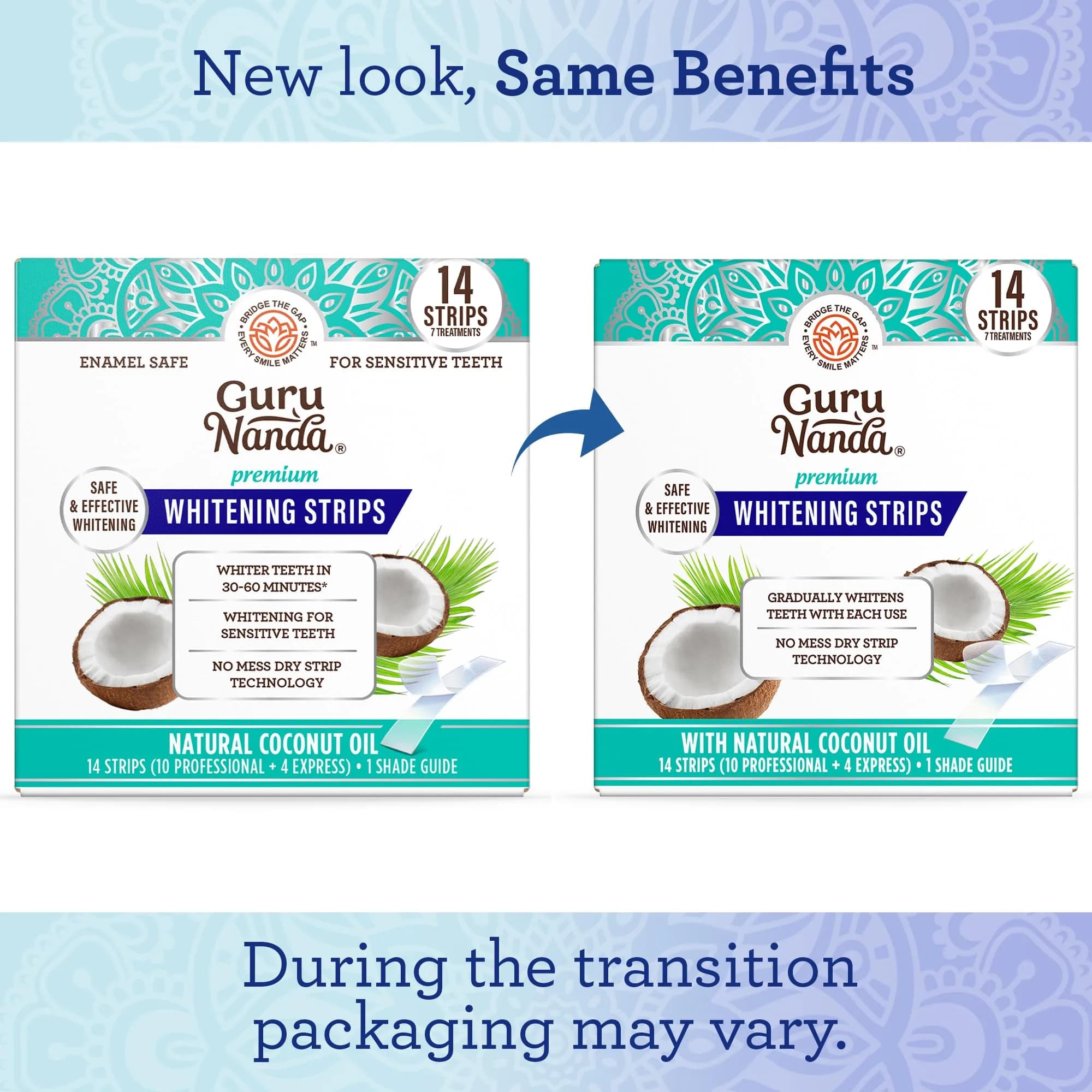 GuruNanda Teeth Whitening Strips Kit 14 Count (Pack of 1) | Vegan & Cruelty-Free Formula for Brighter Smiles - view 2