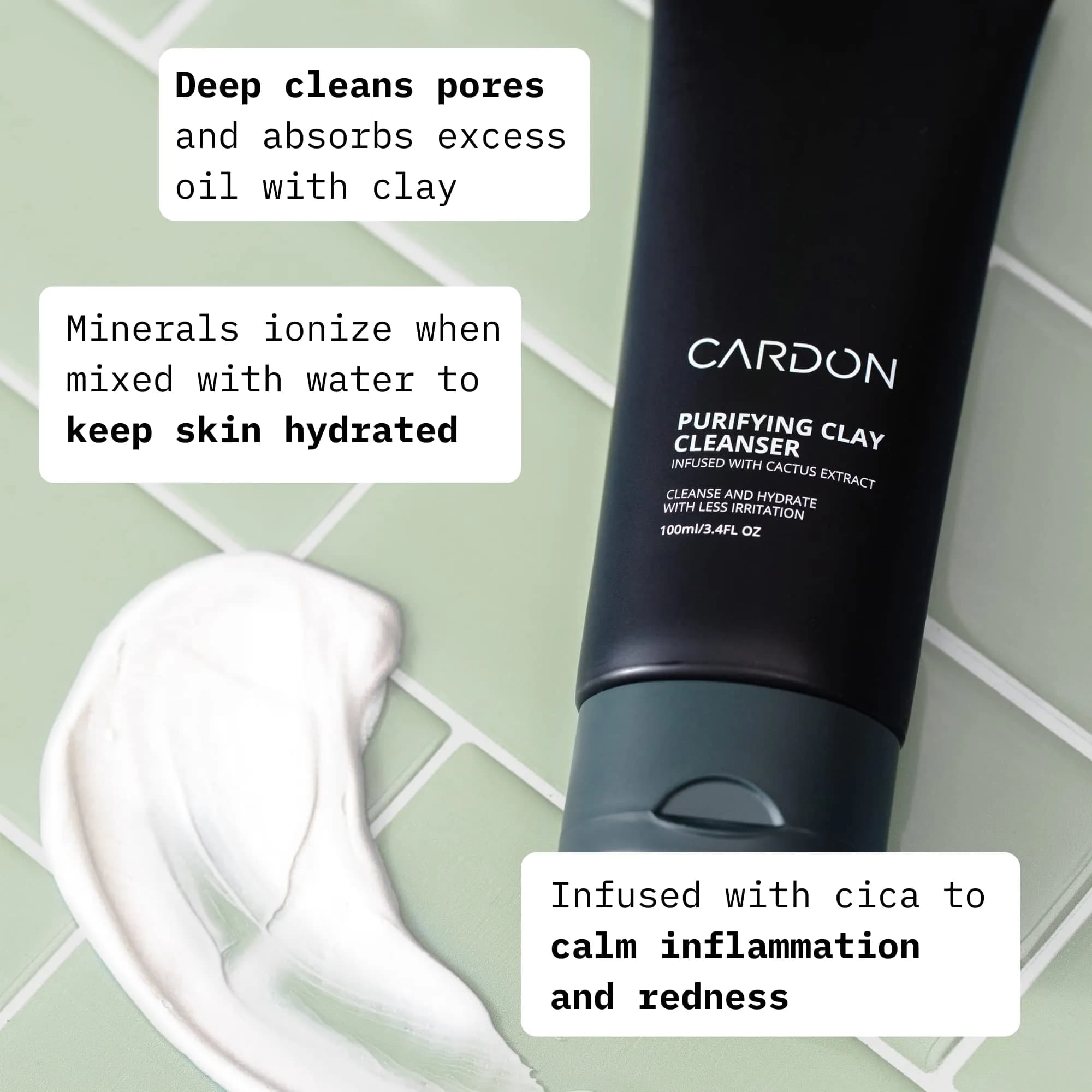 Cardon Deep Pore Cleaning Clay Face Wash 10.2 fl oz (3.4 Fl Oz Each) | Korean Premium Skincare for Oily, Acne-Prone Skin - view 2