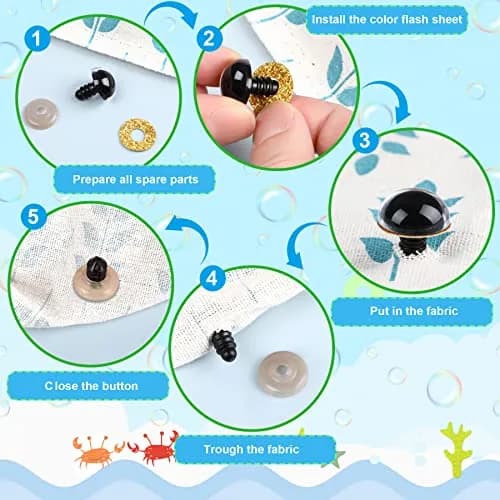 UPINS 180 Pcs Large Colored Safety Eyes and Noses with Washers | 10-20mm Eyes, 9-14mm Noses thumbnail 4