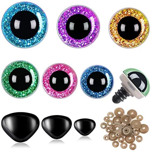 UPINS 180 Pcs Large Colored Safety Eyes and Noses with Washers | 10-20mm Eyes, 9-14mm Noses thumbnail 1