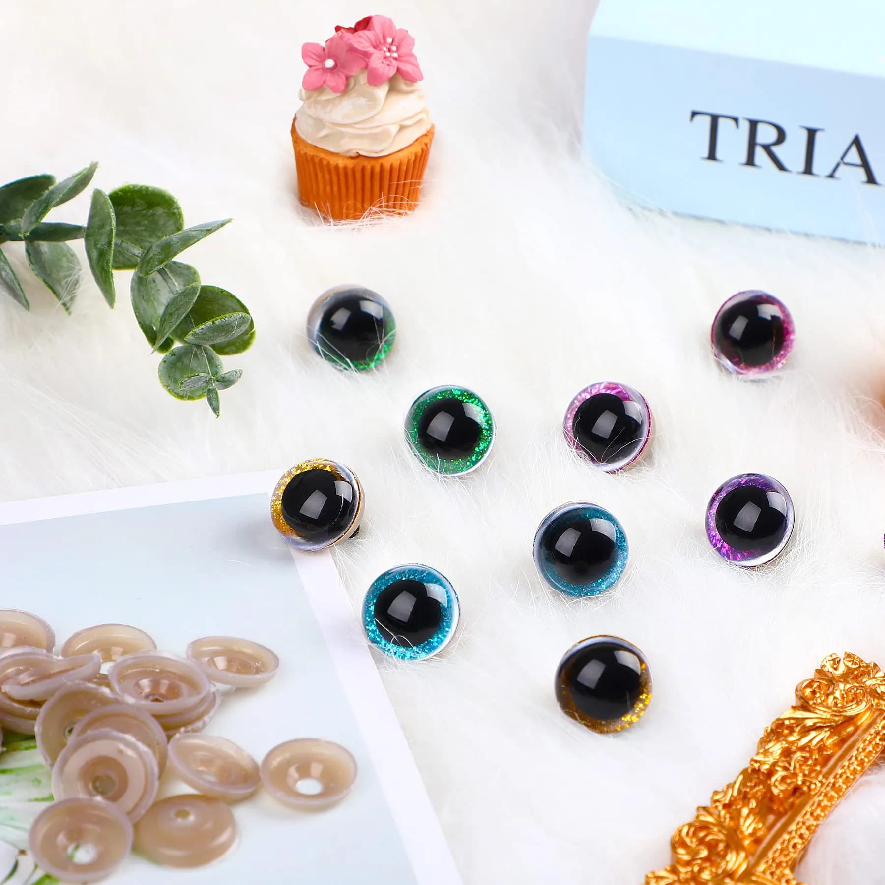 UPINS 180 Pcs Large Colored Safety Eyes and Noses with Washers | 10-20mm Eyes, 9-14mm Noses - view 3