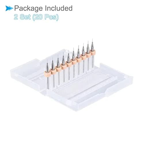 CoCud 0.2mm Micro PCB Drill Bits 38mm (1.5") Length, 1/8" (3.175mm) Shank, 20-Piece Set | Tungsten Carbide for CNC & Engraving thumbnail 6