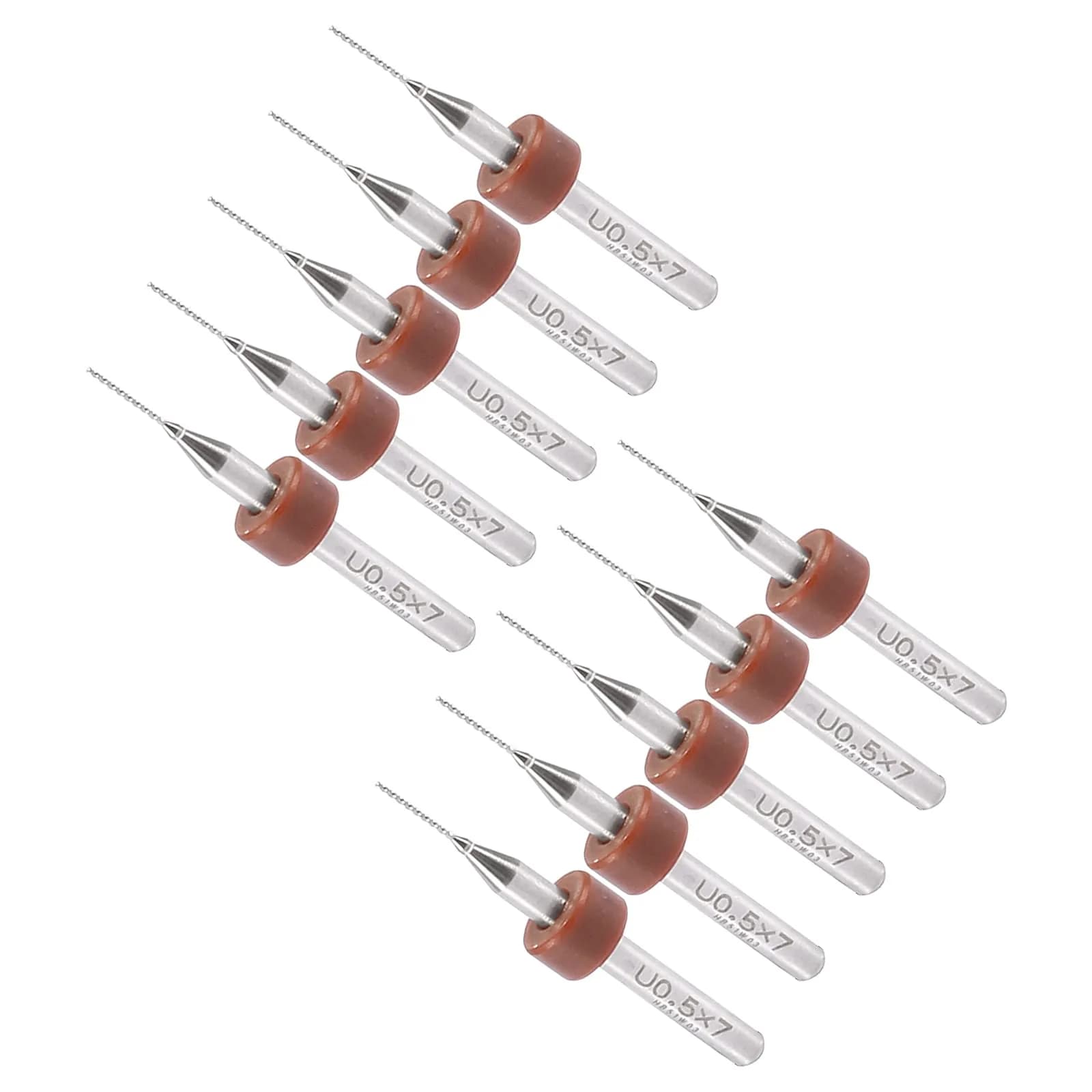 CoCud 0.2mm Micro PCB Drill Bits 38mm (1.5") Length, 1/8" (3.175mm) Shank, 20-Piece Set | Tungsten Carbide for CNC & Engraving — Brown / 0.5mm