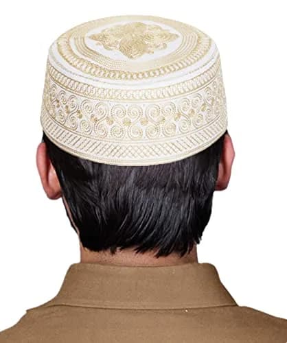 Ibluelover Men Muslim Prayer Kufi Hat Breathable Embroidery Kofia Topi Sunhat Islam Kufi Headware Praying Beanie Yellow | Breathable, Embroidered, One Size thumbnail 2