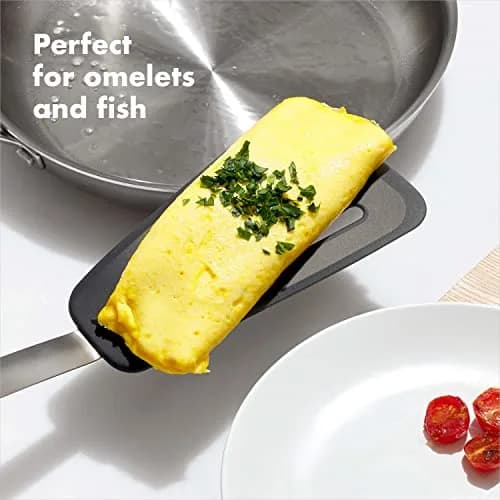 OXO Good Grips Small Silicone Flexible Turner & Omelet Turner Set, Black | Heat-Resistant Up to 450ºF thumbnail 4