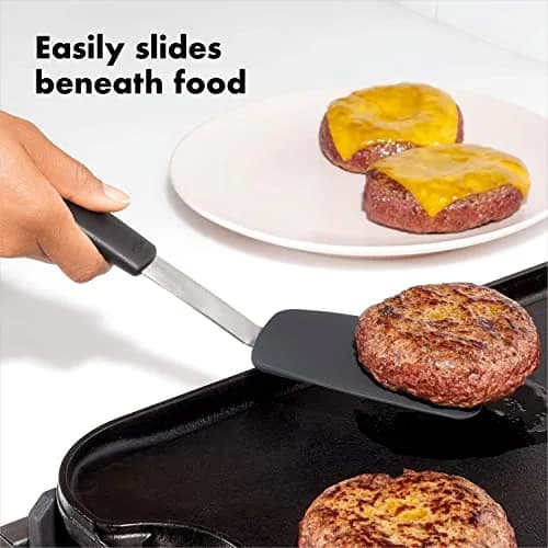 OXO Good Grips Small Silicone Flexible Turner & Omelet Turner Set, Black | Heat-Resistant Up to 450ºF thumbnail 7