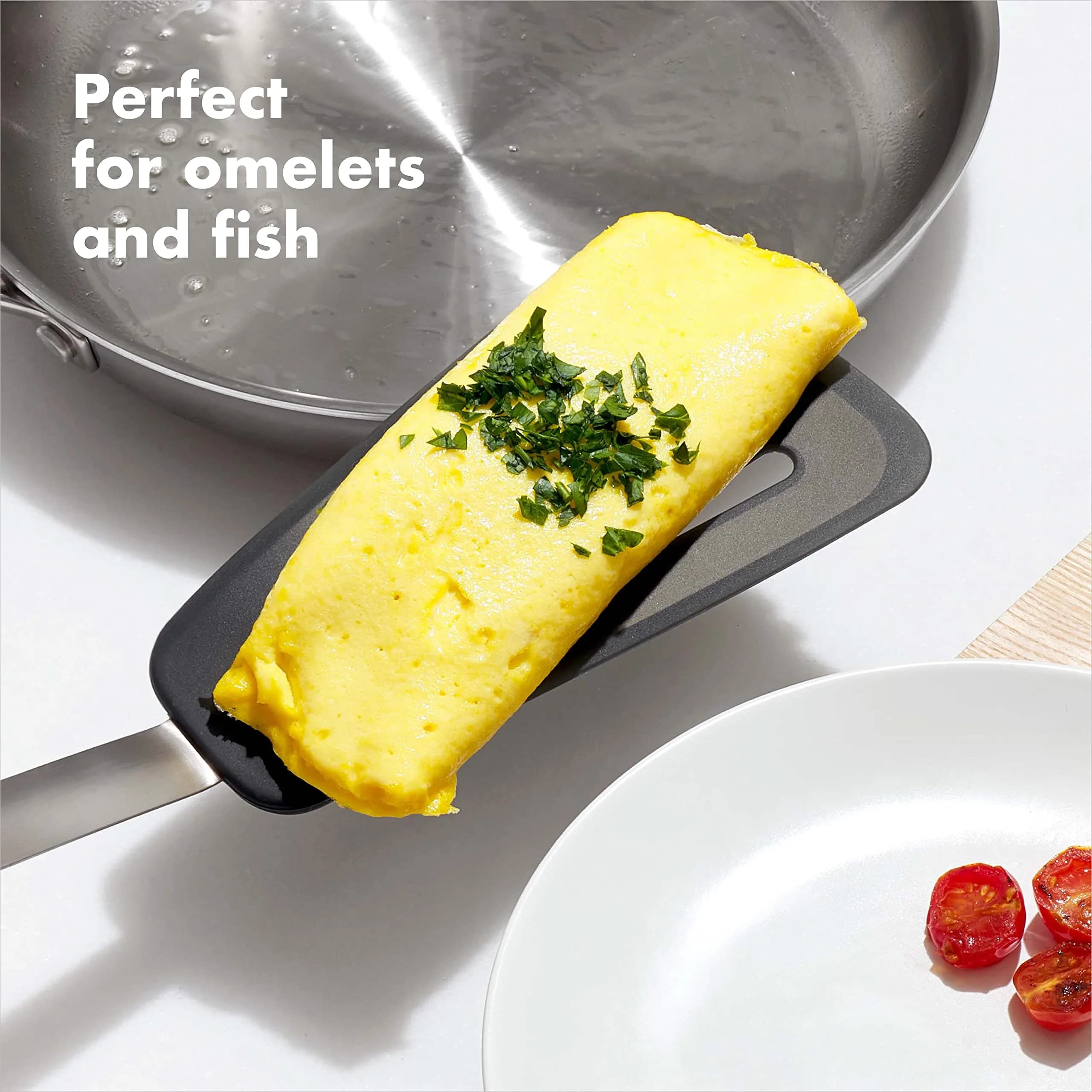 OXO Good Grips Small Silicone Flexible Turner & Omelet Turner Set, Black | Heat-Resistant Up to 450ºF - view 4
