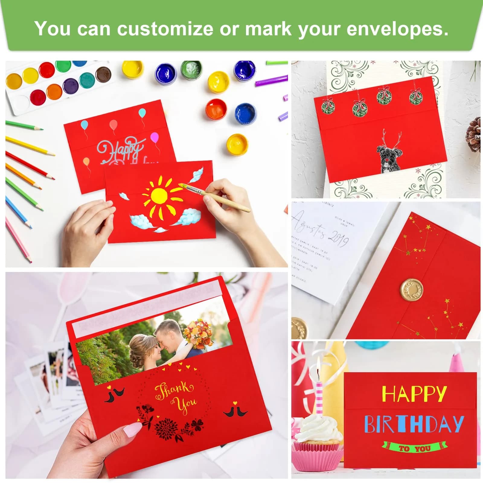Joyberg Red A4 Envelopes (4.25x6.25in, 70-Pack) | Self-Seal for Parties & Photos - view 5