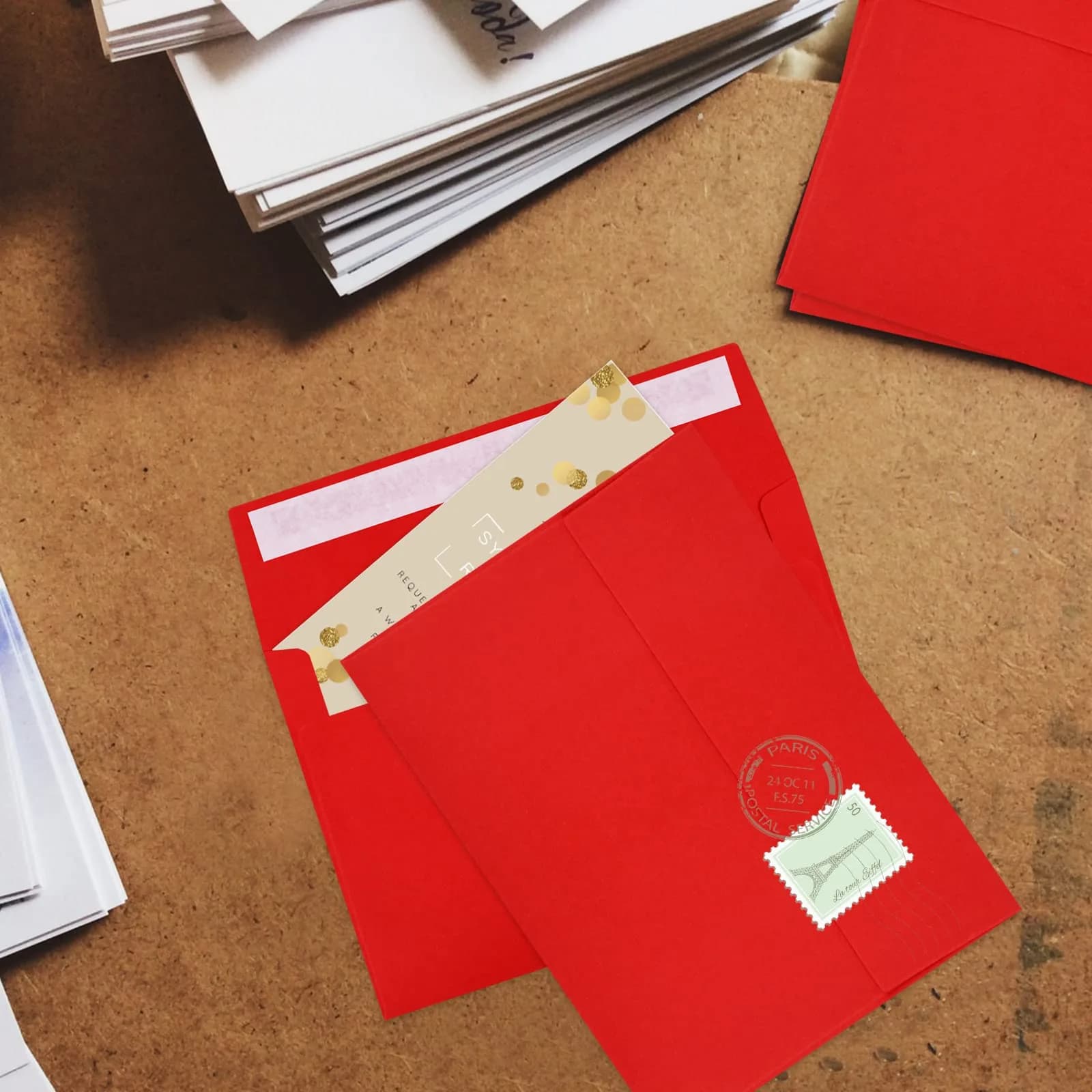 Joyberg Red A4 Envelopes (4.25x6.25in, 70-Pack) | Self-Seal for Parties & Photos - view 6