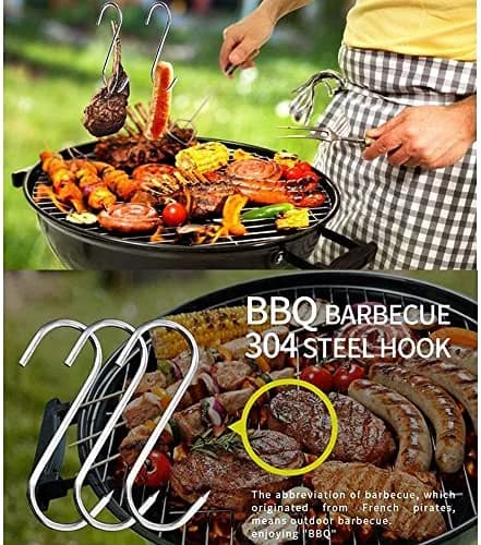 GERUSEA 304 Stainless Steel Meat Hooks 13cm (5.12in) - Pack of 20 | Heavy Duty Butcher Hooks for Smoking, Drying, BBQ thumbnail 4