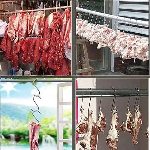 GERUSEA 304 Stainless Steel Meat Hooks 13cm (5.12in) - Pack of 20 | Heavy Duty Butcher Hooks for Smoking, Drying, BBQ thumbnail 5
