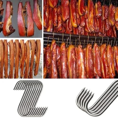 GERUSEA 304 Stainless Steel Meat Hooks 13cm (5.12in) - Pack of 20 | Heavy Duty Butcher Hooks for Smoking, Drying, BBQ thumbnail 6