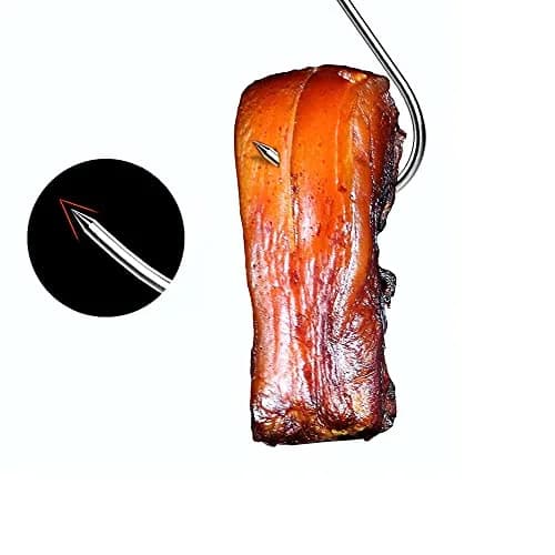 GERUSEA 304 Stainless Steel Meat Hooks 13cm (5.12in) - Pack of 20 | Heavy Duty Butcher Hooks for Smoking, Drying, BBQ thumbnail 2