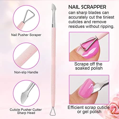 Makartt Pink 3 Pcs Cuticle Nipper Set with Pusher & Scraper | Professional Stainless Steel Nail Care Tools thumbnail 5
