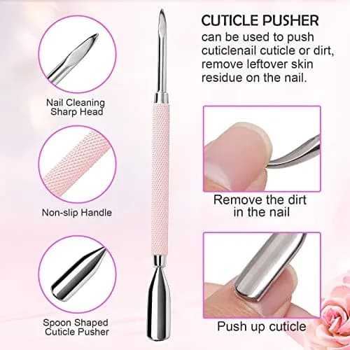 Makartt Pink 3 Pcs Cuticle Nipper Set with Pusher & Scraper | Professional Stainless Steel Nail Care Tools thumbnail 4