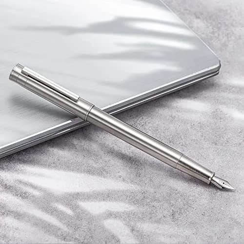 Asvine Stainless Steel Fine Nib Fountain Pen 136mm (5.35 in) | Classic Writing Instrument thumbnail 9