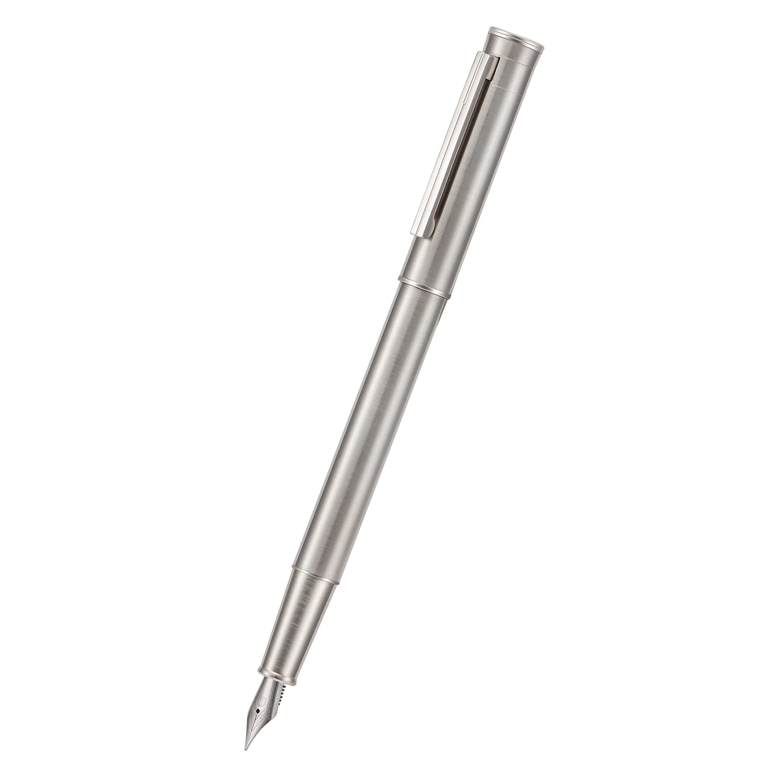Asvine Hongdian 1861 Stainless Steel Fountain Pen Bent Nib with Converter & Metal Pen Case Set | Smooth Writing - view 3