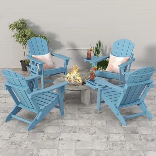 FOOWIN Folding Adirondack Chair Set of 2 | Weatherproof HDPE, 400 lbs Capacity, Ergonomic Design thumbnail 3