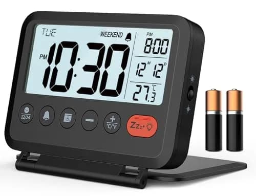 MeesMeek 6201 Digital Travel Alarm Clock 10.0 cm (4 in) | Battery Operated with Backlight & Temperature thumbnail 1