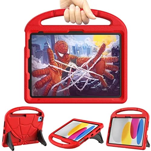 Lainergie Kids Case for iPad 10th Gen 11"/10.9" | Shockproof & Multi-Angle Stand, Red thumbnail 1