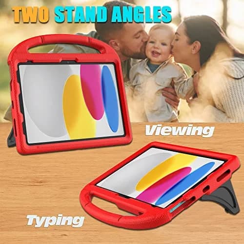 Lainergie Kids Case for iPad 10th Gen 11"/10.9" | Shockproof & Multi-Angle Stand, Red thumbnail 4