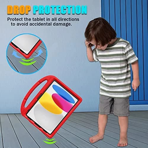 Lainergie Kids Case for iPad 10th Gen 11"/10.9" | Shockproof & Multi-Angle Stand, Red thumbnail 3