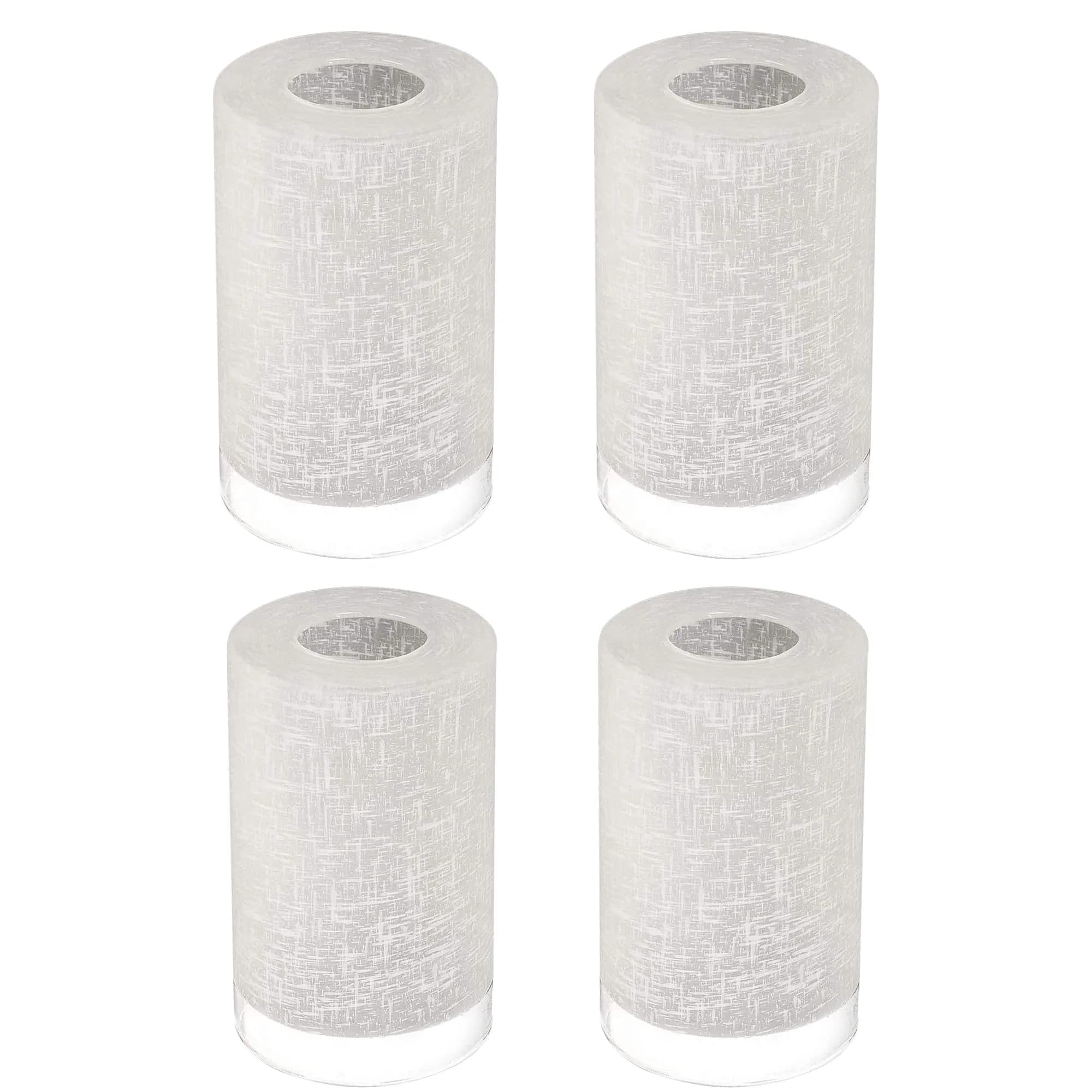Eidonta White Linen Frosted Glass Lamp Shade Covers | 4 Pack, 5.9in Height, 3.9in Diameter, Fitter 1.65in, Cylinder Fixture, Globe Replacement