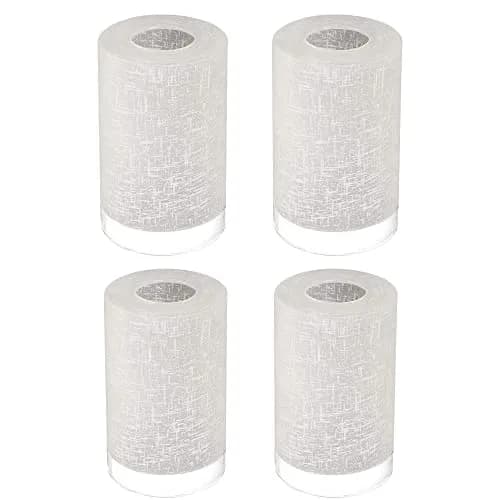Eidonta White Linen Frosted Glass Lamp Shade Covers | 4 Pack, 5.9in Height, 3.9in Diameter, Fitter 1.65in, Cylinder Fixture, Globe Replacement thumbnail 1